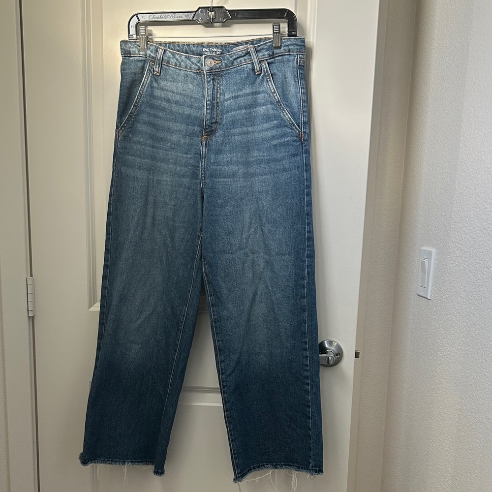 Epic Threads Women's Blue Wide Leg Denim Jeans(adjustable waist)